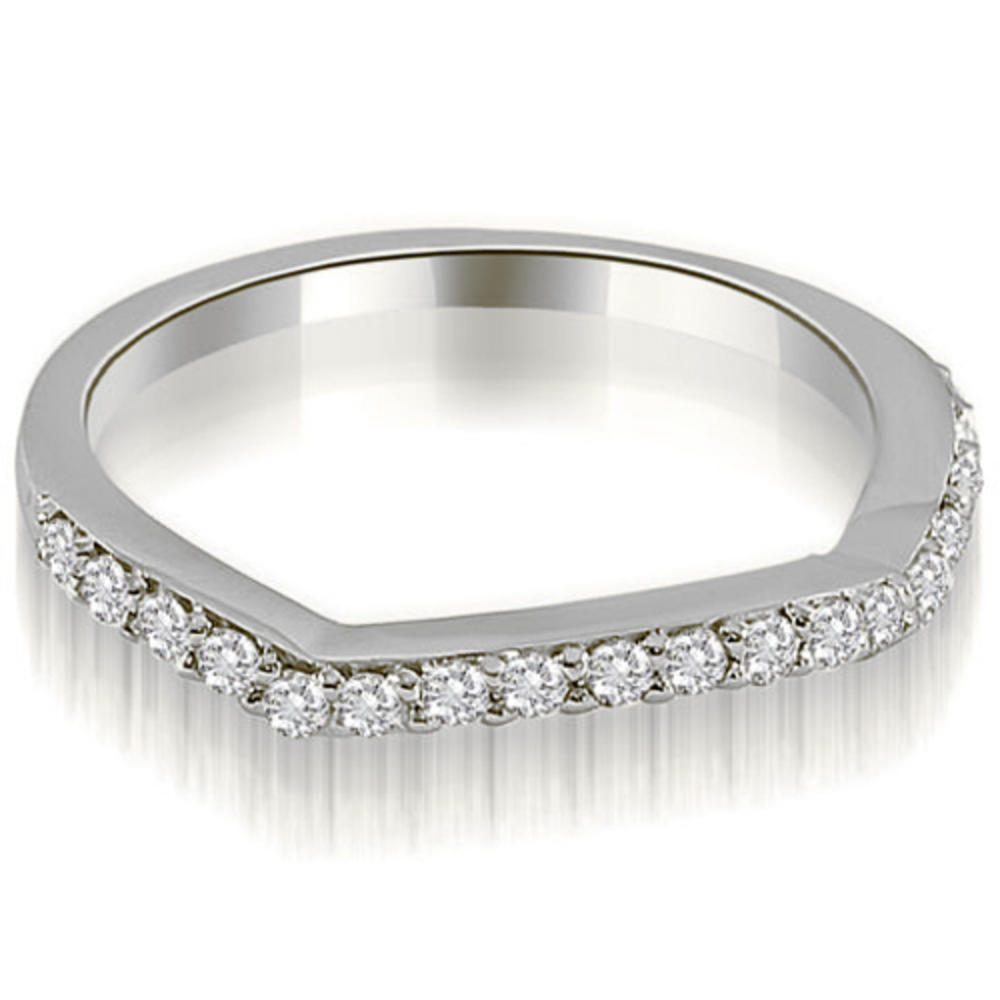 18K White Gold 0.25 cttw Curved Round Cut Diamond Wedding Ring (I1, H-I)