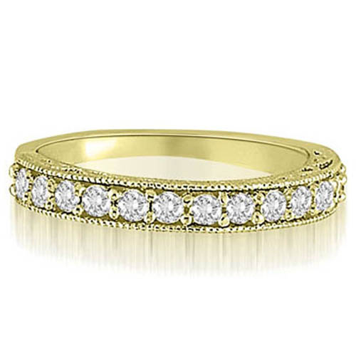 14K Yellow Gold 0.40 cttwAntique Milgrain Round Cut Diamond Wedding Ring (I1, H-I)