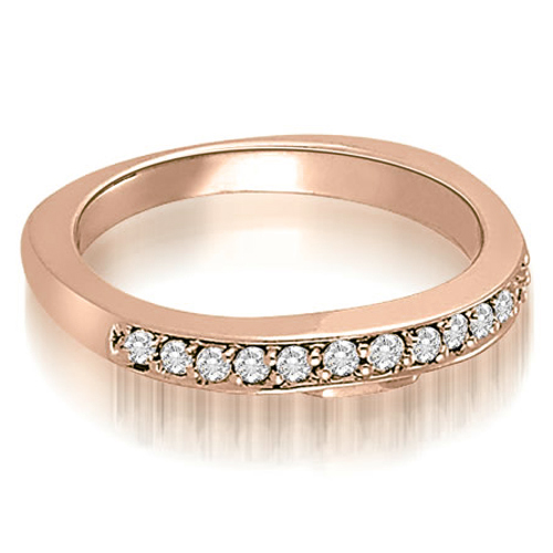 18K Rose Gold 0.26 cttw  Round Cut Diamond Curve Wedding Band (I1, H-I)