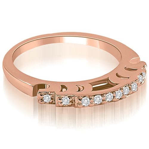 0.15 Cttw Round Cut 18K Rose Gold Diamond Wedding Ring
