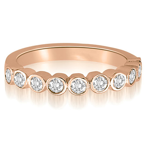 18K Rose Gold 0.24 cttw  Classic Bezel Round Cut Diamond Wedding Ring (I1, H-I)