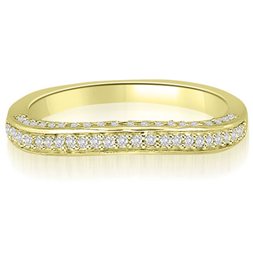 14K Yellow Gold 0.40 cttwCurved Petite Round Cut Diamond Wedding Ring (I1, H-I)