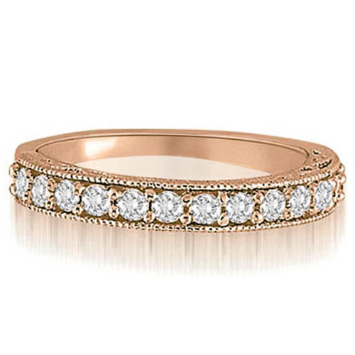 18K Rose Gold 0.40 cttwAntique Milgrain Round Cut Diamond Wedding Ring (I1, H-I)