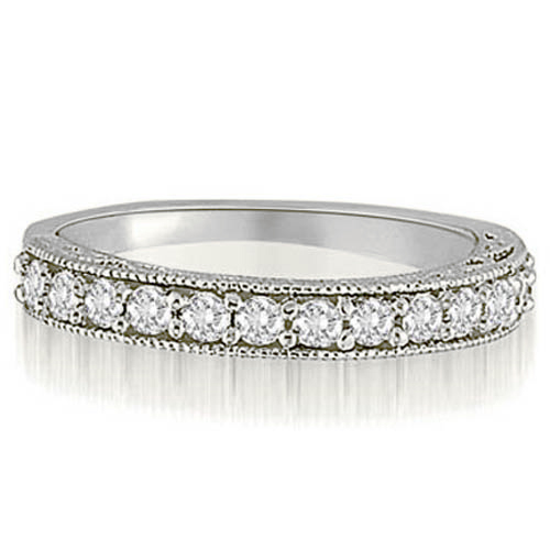 18K White Gold 0.40 cttwAntique Milgrain Round Cut Diamond Wedding Ring (I1, H-I)