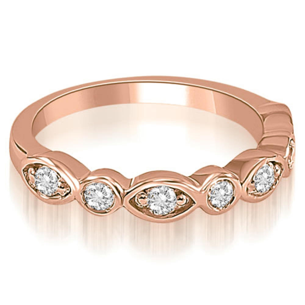 18K Rose Gold 0.35 cttw Stylish Bezel Round Cut Diamond Wedding Ring (I1, H-I)