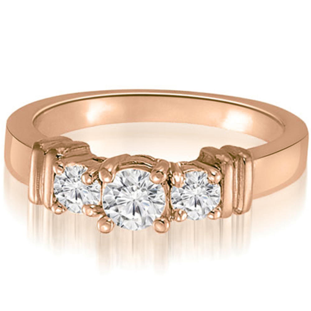 0.45 cttw Round-Cut 18k Rose Gold Three-Stone Diamond Engagement Ring