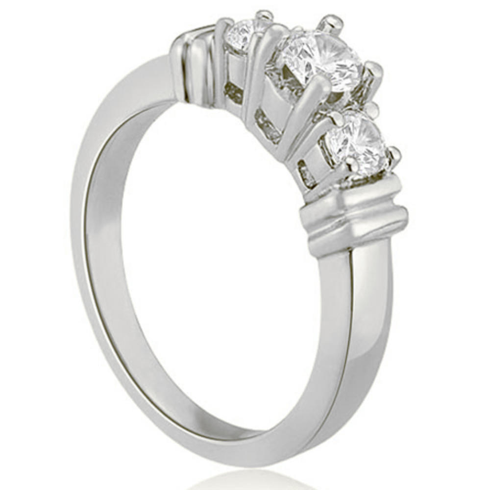 0.45 Cttw. Round-Cut 18K White Gold Three-Stone Diamond Engagement Ring