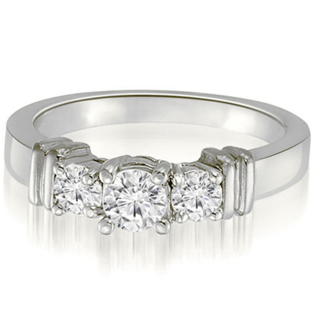 0.45 Cttw. Round-Cut 18K White Gold Three-Stone Diamond Engagement Ring