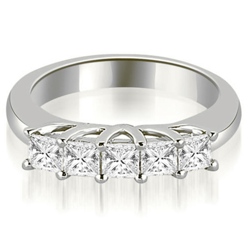 14K White Gold 0.60 cttw  Five Stone Princess Cut Diamond Wedding Band (I1, H-I)
