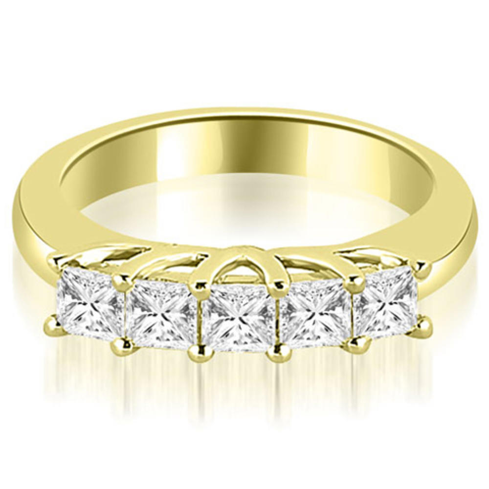 14K Yellow Gold 0.60 cttw  Five Stone Princess Cut Diamond Wedding Band (I1, H-I)