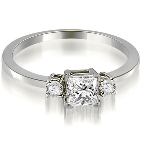 14K White Gold 0.55 cttw Princess Cut Diamond Engagement Ring (I1, H-I)