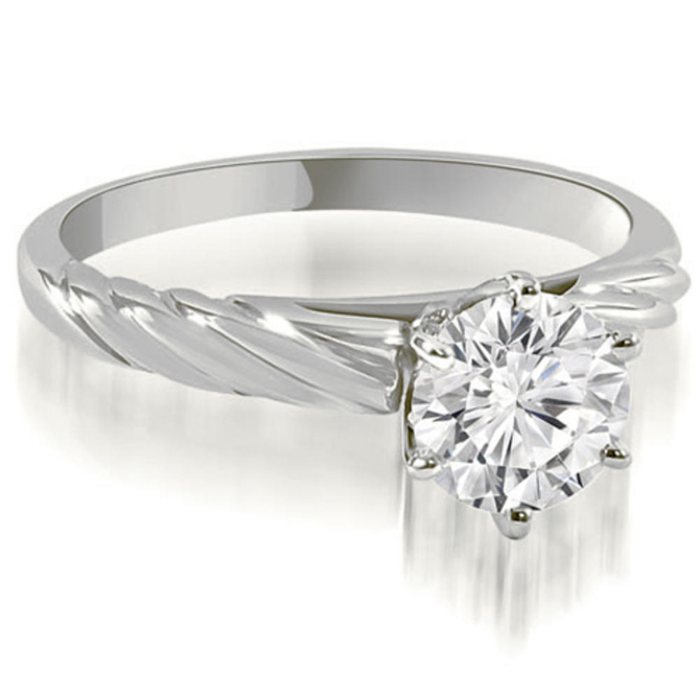 14K White Gold 0.45 cttw Twist Style 6-Prong Solitaire Diamond Engagement Ring (I1, H-I)