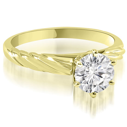 14K Yellow Gold 0.45 cttw Twist Style 6-Prong Solitaire Diamond Engagement Ring (I1, H-I)