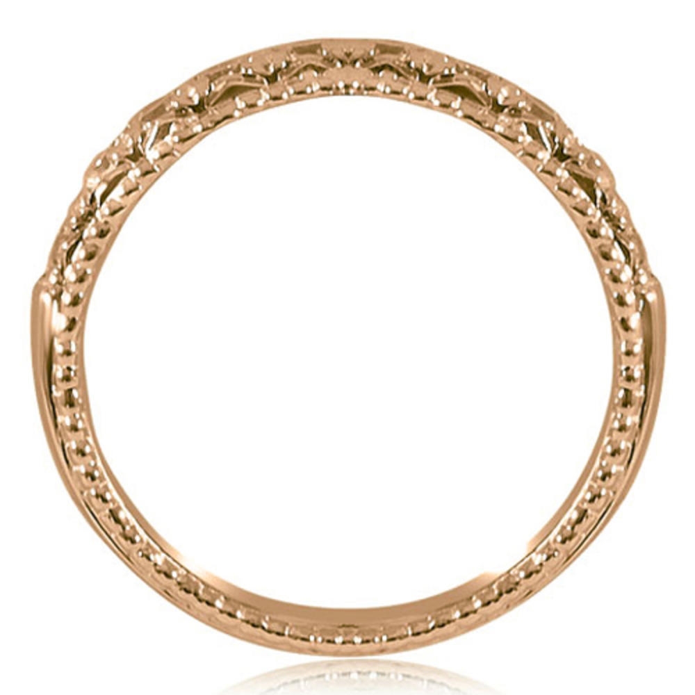 14K Rose Gold 0.50 cttw  Antique Style Milgrain Round Cut Diamond Wedding Ring (I1, H-I)