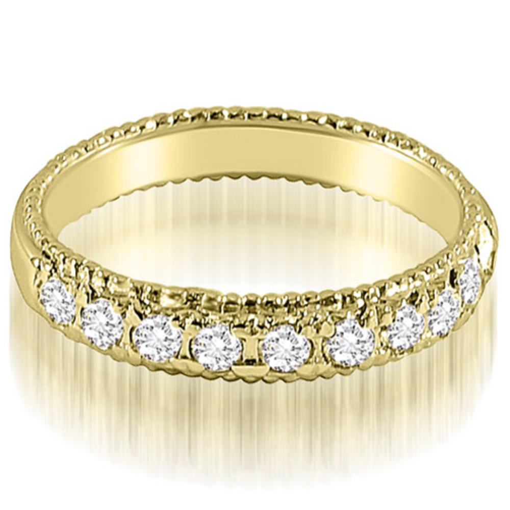 14K Yellow Gold 0.50 cttw  Antique Style Milgrain Round Cut Diamond Wedding Ring (I1, H-I)