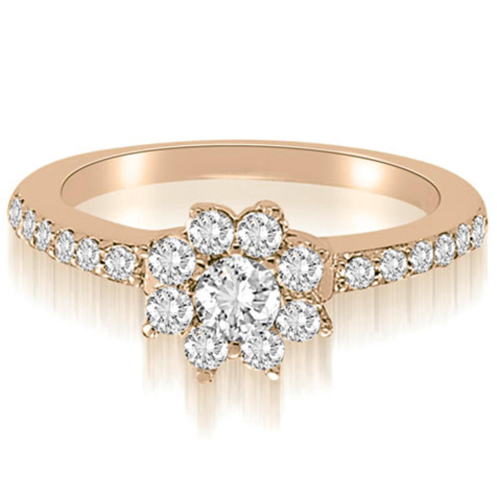 14K Rose Gold 0.70 cttw Round Diamond Flower Cluster Diamond Engagement Ring (I1, H-I)