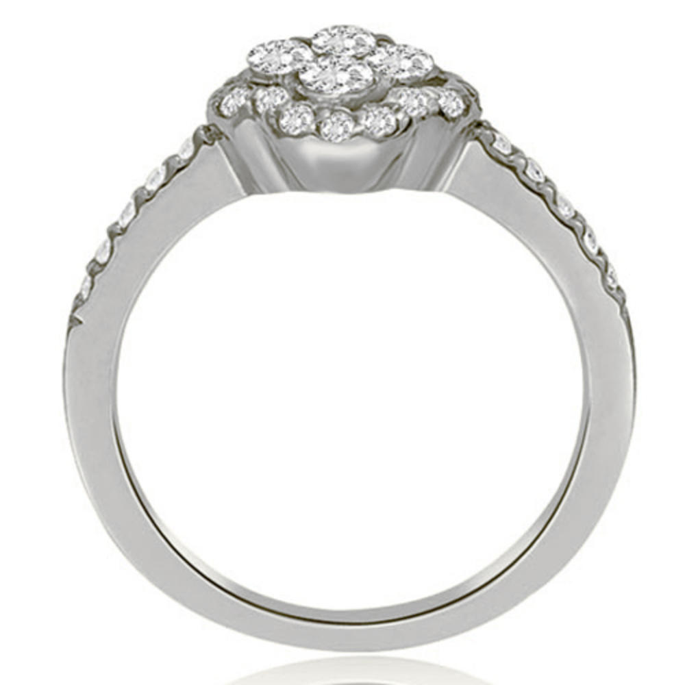 14K White Gold 0.66 cttw  Round Diamond Flower Cluster Diamond Engagement Ring (I1, H-I)