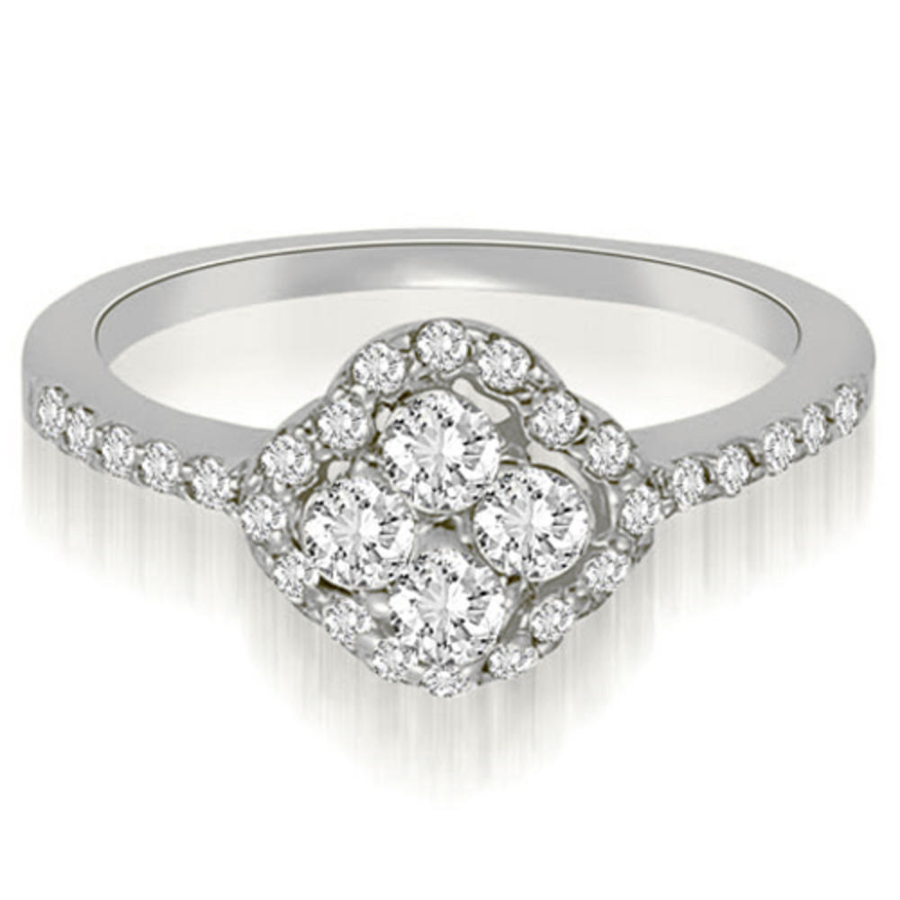 14K White Gold 0.66 cttw  Round Diamond Flower Cluster Diamond Engagement Ring (I1, H-I)