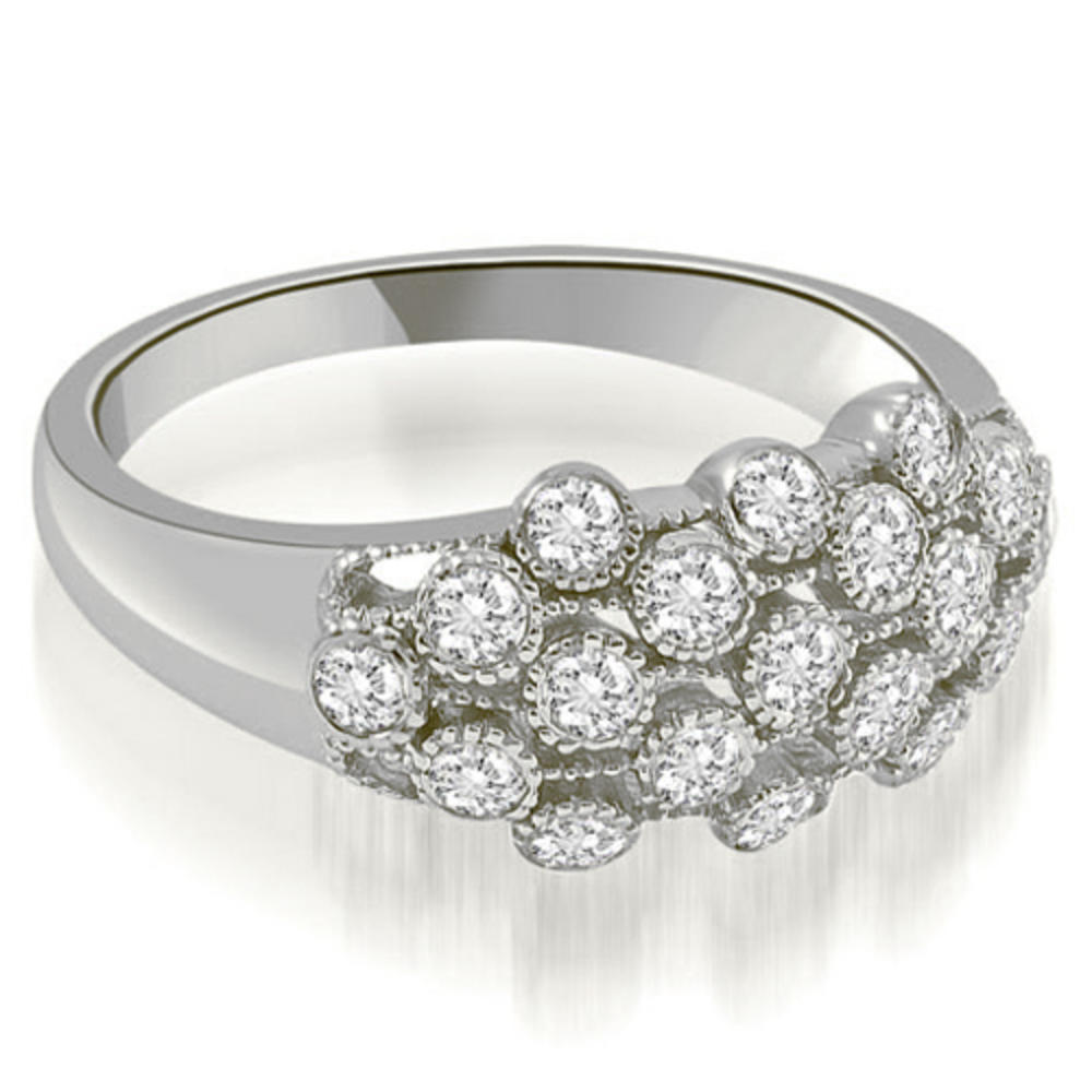 14K White Gold 0.50 cttw  Milgrain Round Cut Cluster Diamond Fashion Ring (I1, H-I)