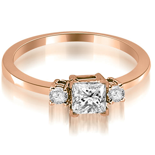 0.55 Cttw 18K Rose Gold Princess-Cut Diamond Engagement Ring