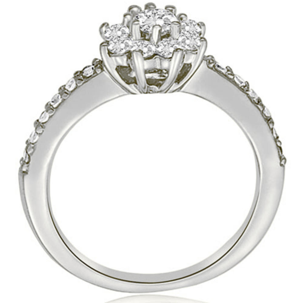 18K White Gold 0.70 cttw  Round Diamond Flower Cluster Diamond Engagement Ring (I1, H-I)