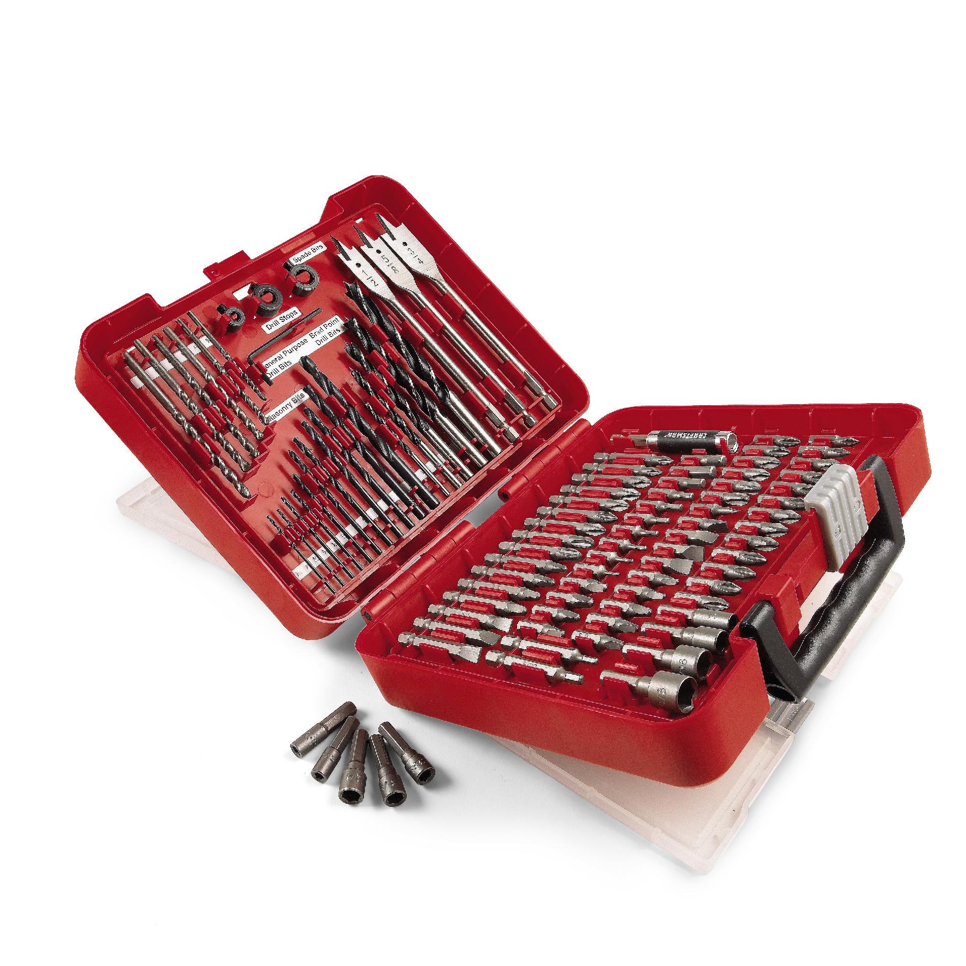 New Craftsman 100PC Drill Bit Driver Kit Accessory Drilling Set Case