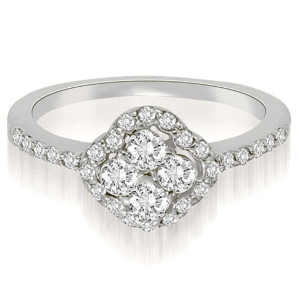 0.66 Cttw Round Cut 18K White Gold Diamond Engagement Ring