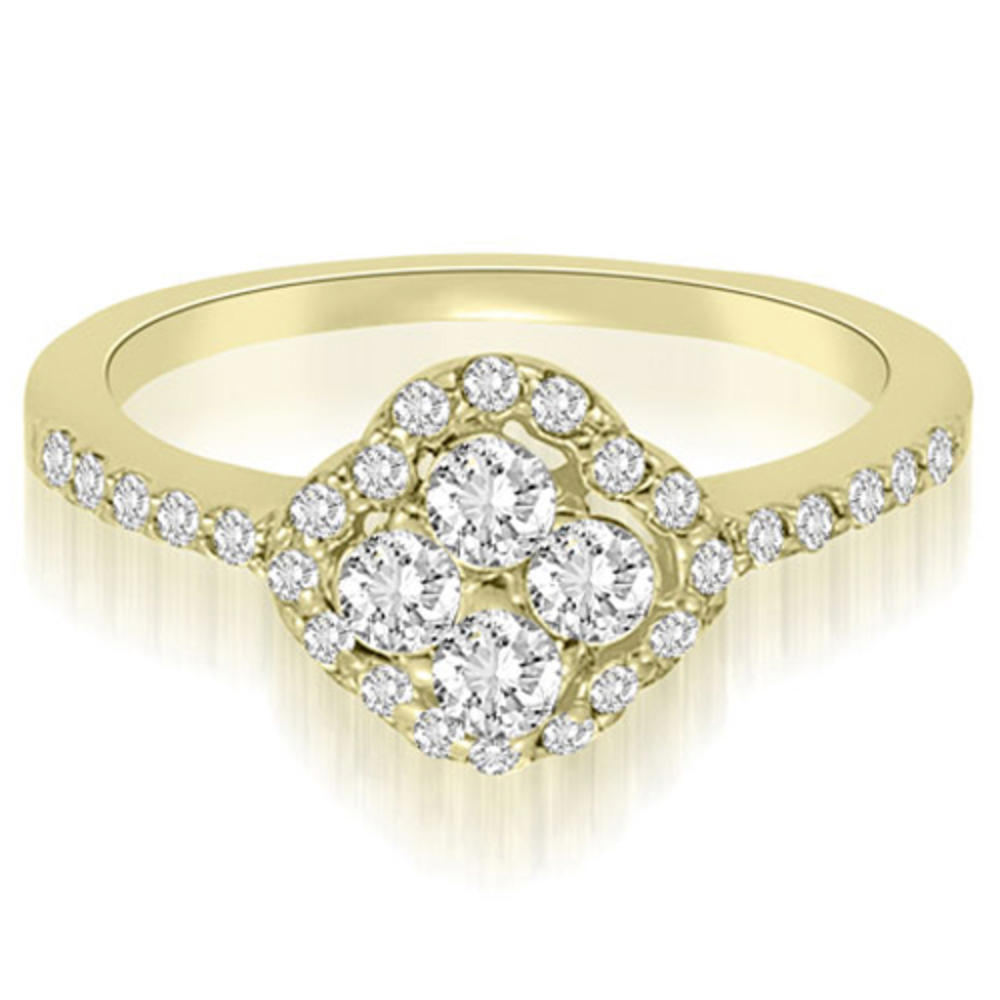 18K Yellow Gold 0.66 cttw Round Diamond Flower Cluster Diamond Engagement Ring (I1, H-I)