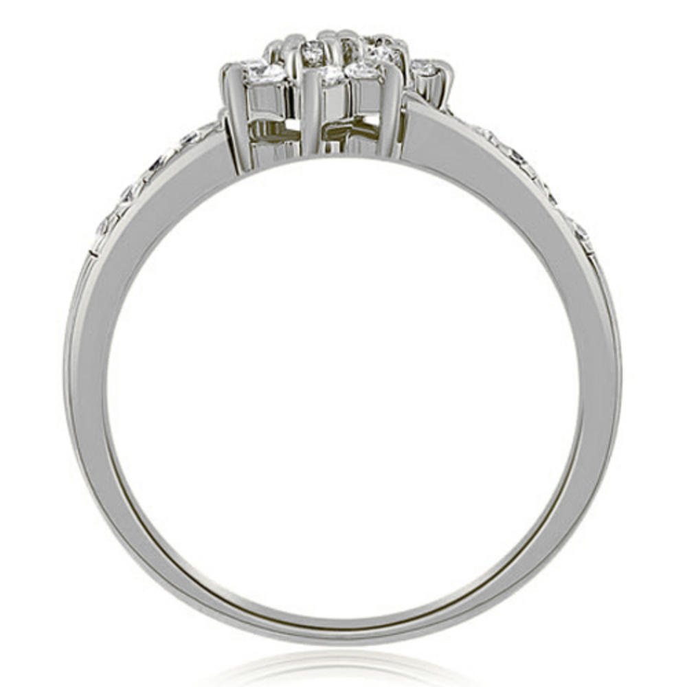 0.60 Cttw Round-Cut 14K White Gold Diamond Flower Cluster Ring