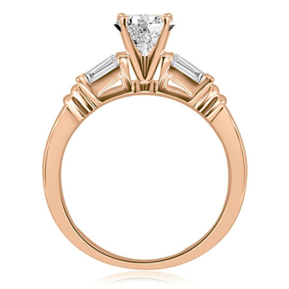 0.60 Cttw. Round and Baguette Cut 14K Rose Gold Diamond Engagement Ring