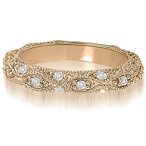 14K Rose Gold 0.66 cttw Antique Style Scattered Round Diamond Wedding Ring (I1, H-I)
