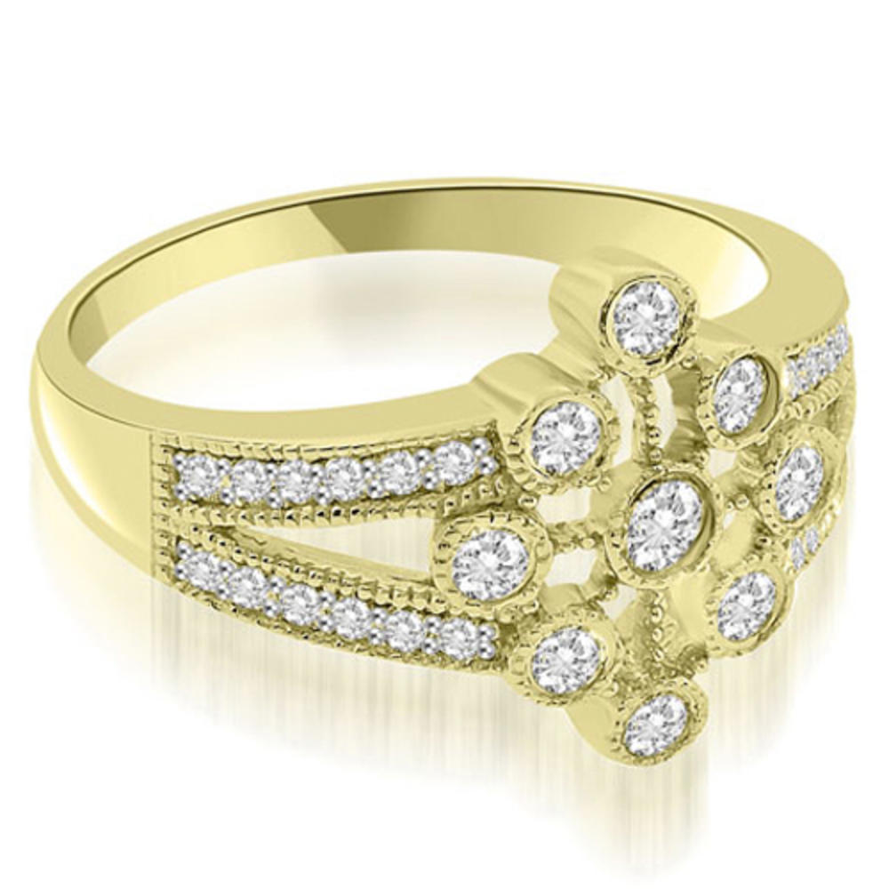 18K Yellow Gold 0.50 cttw Split Shank Milgrain Flower Diamond Fashion Ring (I1, H-I)