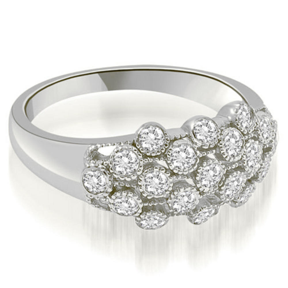 18K White Gold 0.50 cttw Milgrain Round Cut Cluster Diamond Fashion Ring (I1, H-I)