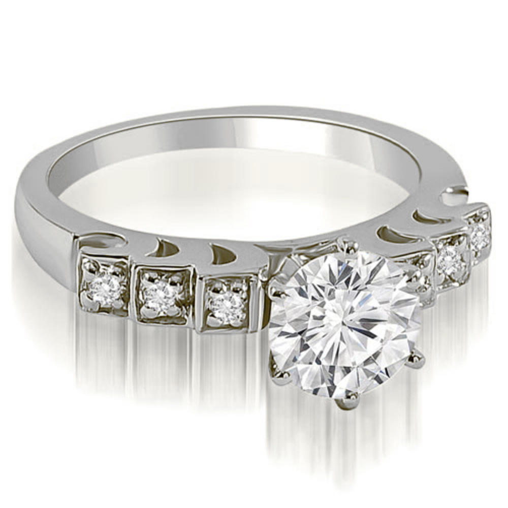 14K White Gold 0.45 cttw Vintage Style Round Cut Diamond Engagement Ring (I1, H-I)