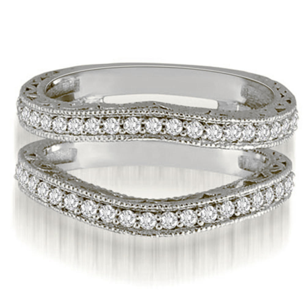 14K White Gold 0.42 cttw Antique Round Cut Diamond Enhancer Guard Wedding Ring (I1, H-I)