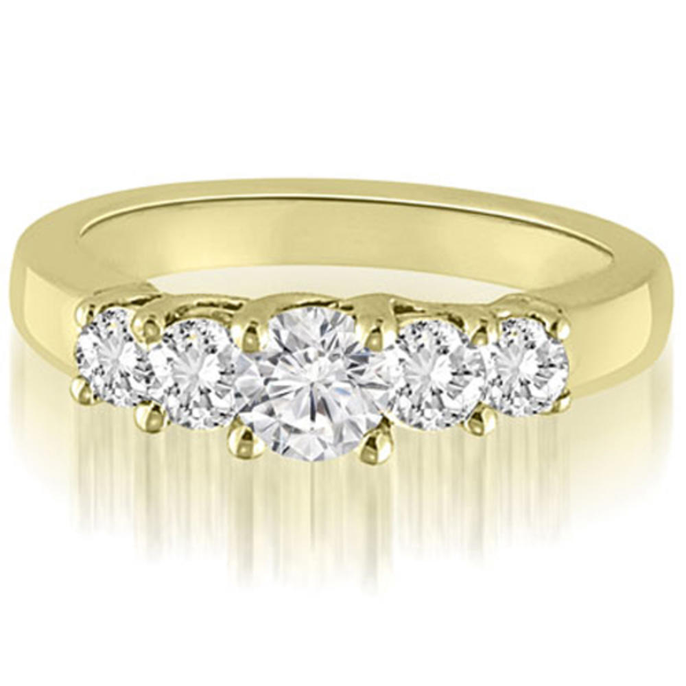 14K Yellow Gold 0.75 cttw Round Cut Trellis Five-Stone Diamond Wedding Band (I1, H-I)