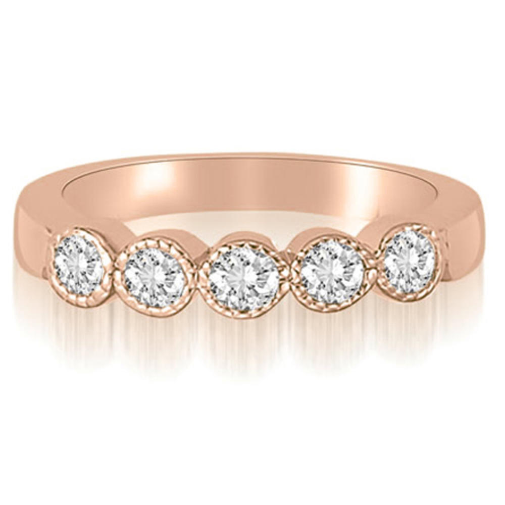 18K Rose Gold 0.50 cttw Milgrain Five-Stone Round Diamond Wedding Band (I1, H-I)