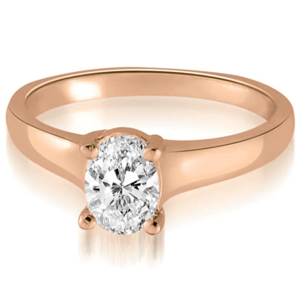 0.35 Carat Oval Cut 18K Rose Gold Diamond Engagement Ring