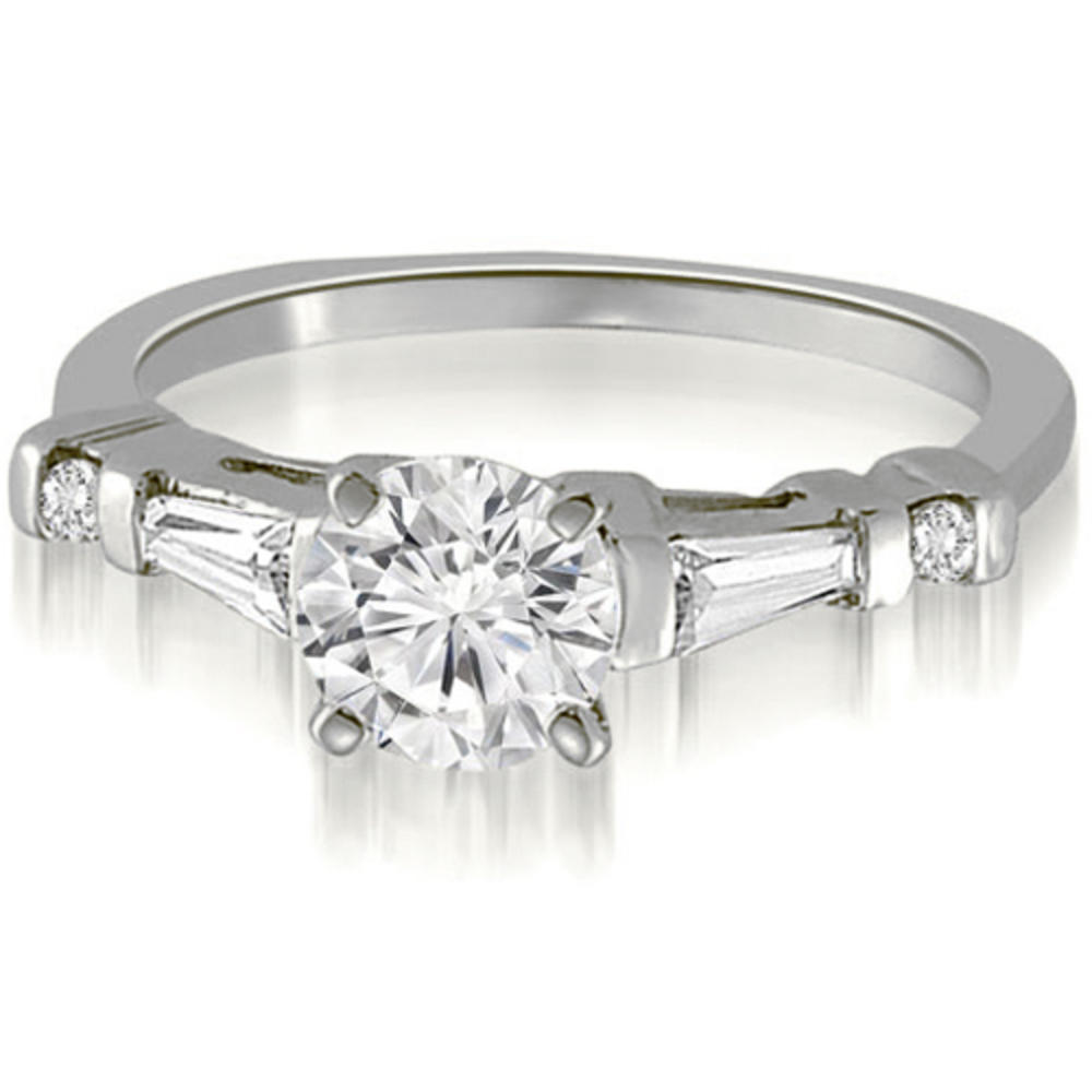 14K White Gold 0.60 cttw Round And Tapered Baguette Diamond Engagement Ring (I1, H-I)