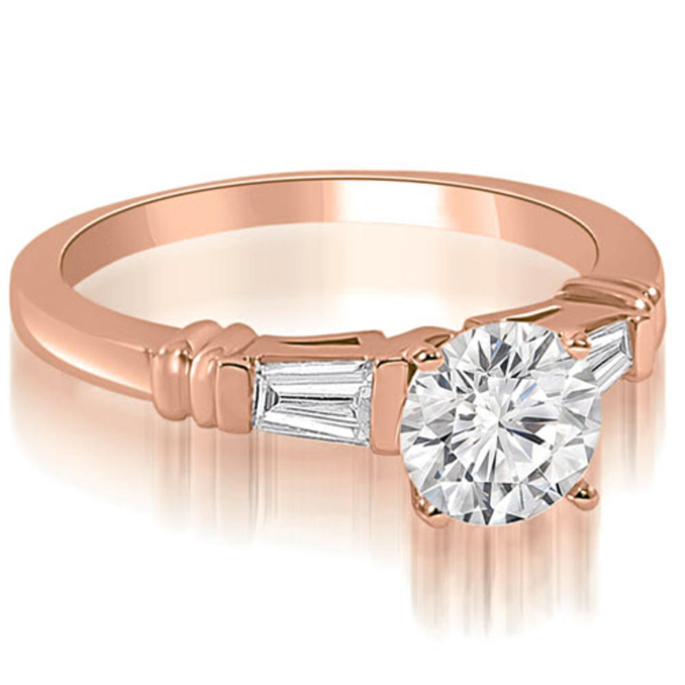 18K Rose Gold 0.60 cttw Round Baguette Three Stone Diamond Engagement Ring (I1, H-I)