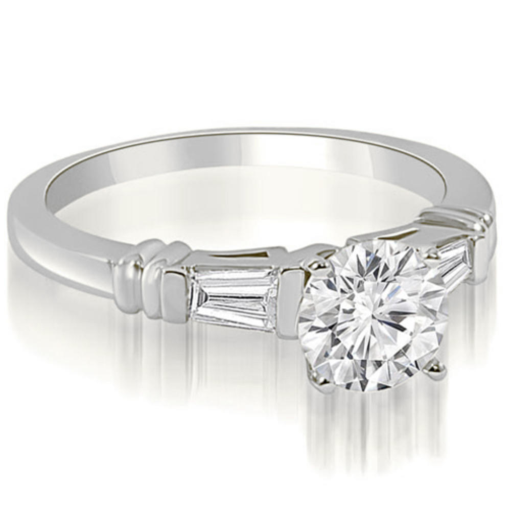 18K White Gold 0.60 cttw Round Baguette Three Stone Diamond Engagement Ring (I1, H-I)