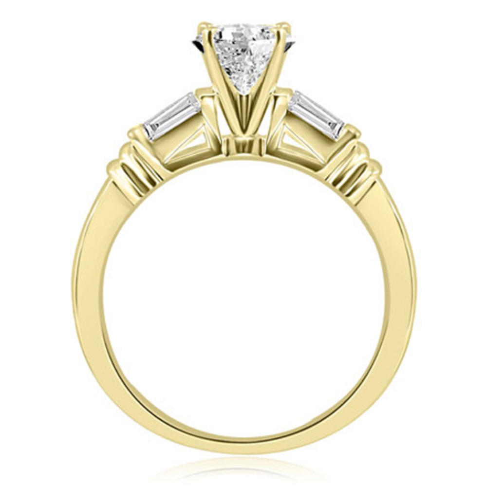 18K Yellow Gold 0.60 cttw Round Baguette Three Stone Diamond Engagement Ring (I1, H-I)