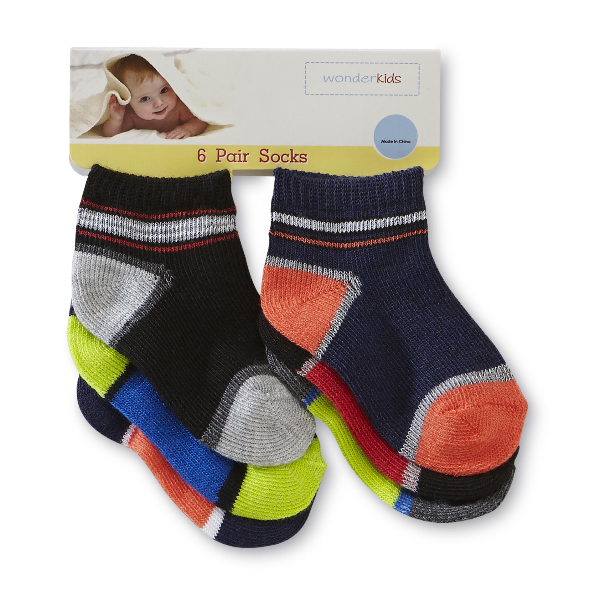 WonderKids Infant & Toddler Boy's 6Pairs Ankle Socks Colorblock