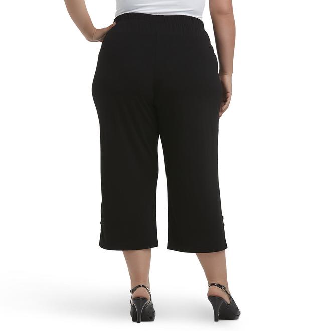 Jaclyn Smith Women's Plus Slinky Knit Cropped Pants