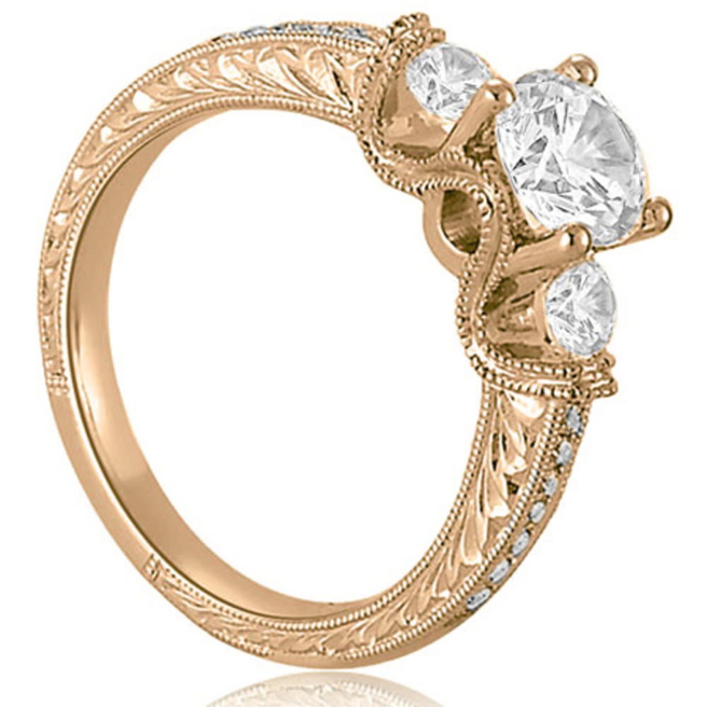 14K Rose Gold 0.61 cttw. Antique Three-Stone Round Diamond Engagement Ring (I1, H-I)
