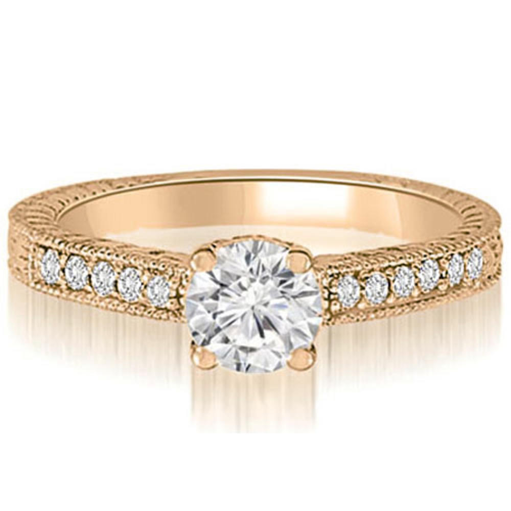 14K Rose Gold 0.50 cttw. Antique Milgrain Round Cut Diamond Engagement Ring (I1, H-I)