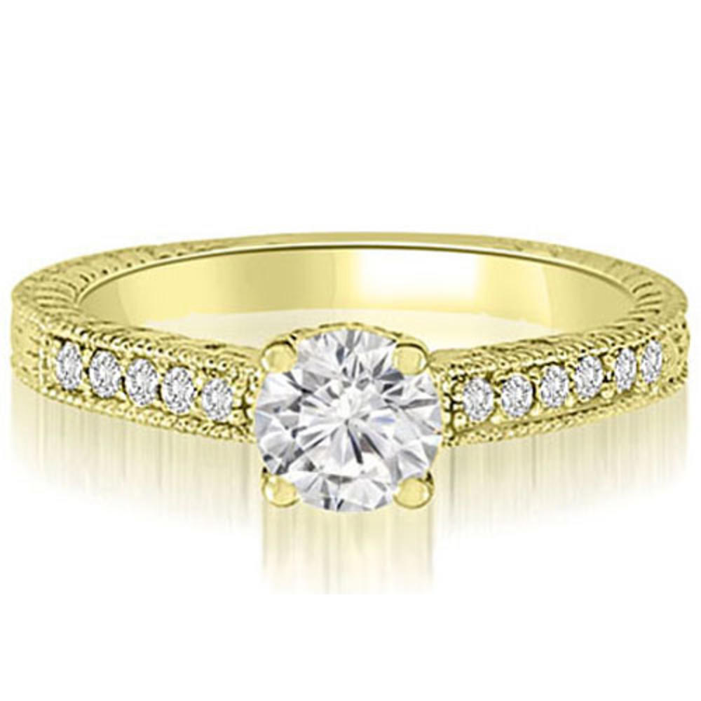 14K Yellow Gold 0.50 cttw. Antique Milgrain Round Cut Diamond Engagement Ring (I1, H-I)