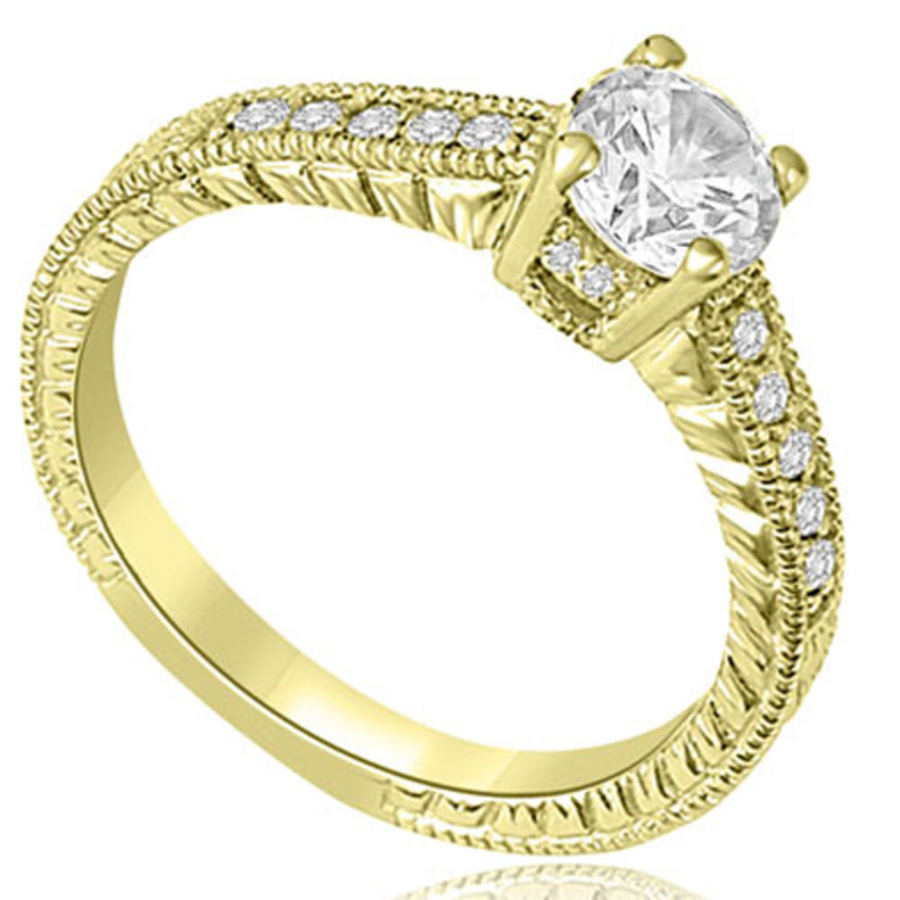 14K Yellow Gold 0.50 cttw. Antique Milgrain Round Cut Diamond Engagement Ring (I1, H-I)