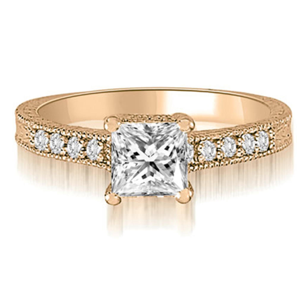 14K Rose Gold 0.50 cttw. Milgrain Princess And Round Diamond Engagement Ring (I1, H-I)