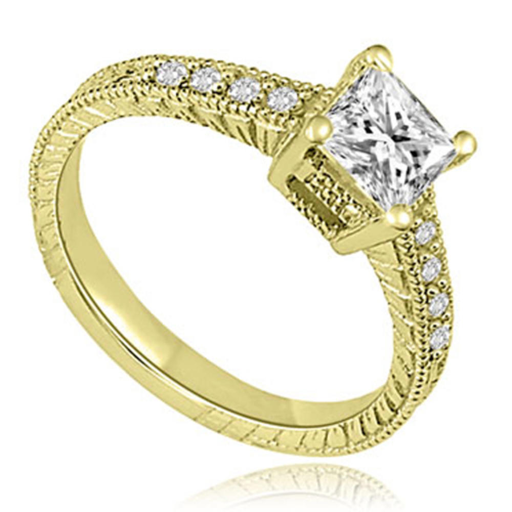 14K Yellow Gold 0.50 cttw. Milgrain Princess And Round Diamond Engagement Ring (I1, H-I)